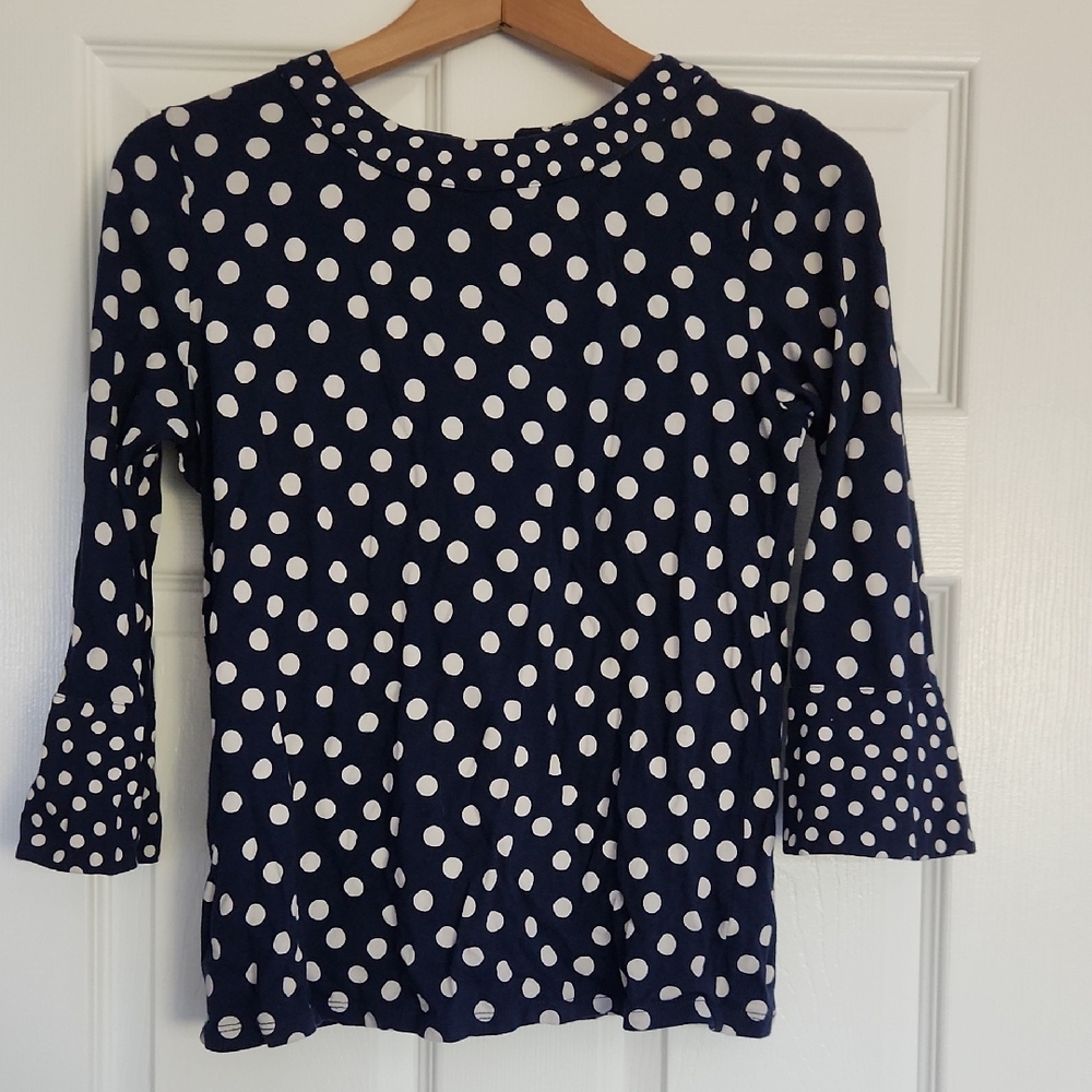 Boden Navy and White Polka Dot Blouse Size 6 US